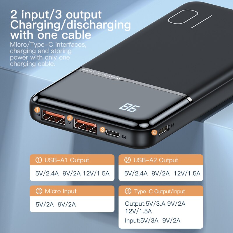 Poverbank de charge portable 10000mah pour Xiaomi Redmi 8 7 iphone 11 X XR powerbank 10000 mah batterie externe