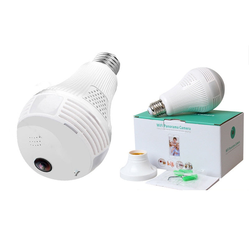 Ampoule Camera Wifi HD Panoramique 360 avec Détection de Mouvement