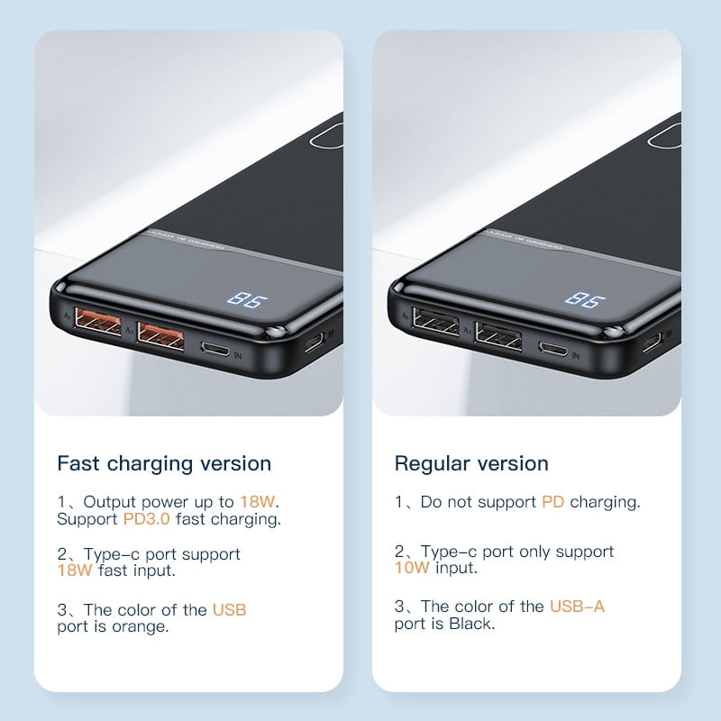 Poverbank de charge portable 10000mah pour Xiaomi Redmi 8 7 iphone 11 X XR powerbank 10000 mah batterie externe