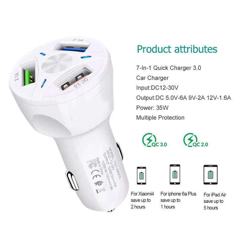 Ports USB Chargeur De Voiture Charge Rapide 3.0 Rapide Allume-cigare De Voiture