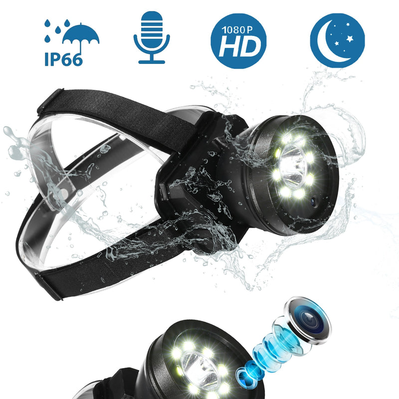 Lampe Camera Frontale - Noir - étanche - 1080P
