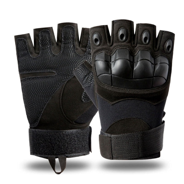 Gant Tactique Coqué - Noir Demi Doigt