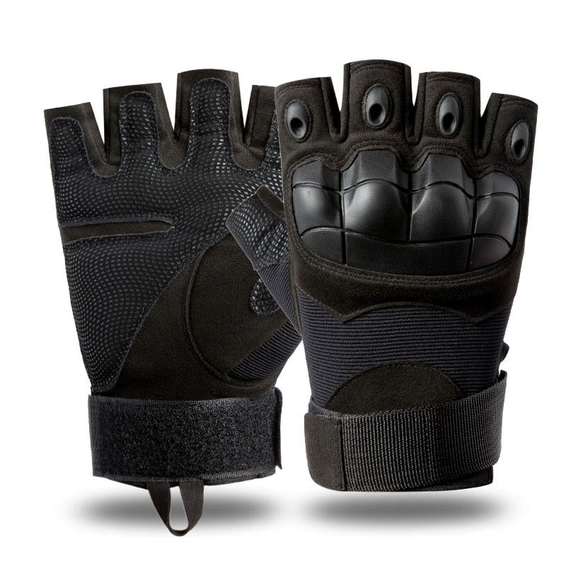 Gant Tactique Coqué - Noir Demi Doigt