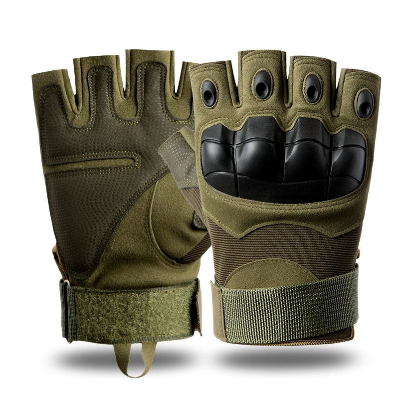 Gant Tactique Coqué - Vert Demi Doigt