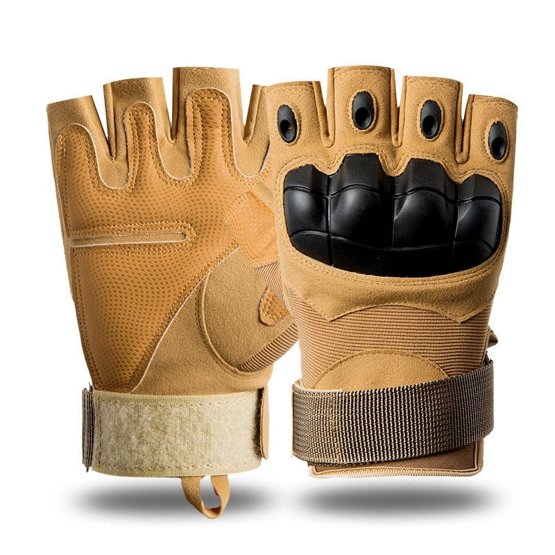 Gant Tactique - Marron/Kaki - Demi Doigt